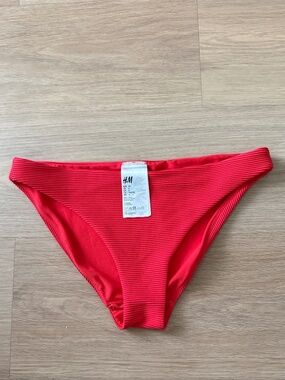 H&M Red Ribbed Bikini Bottoms